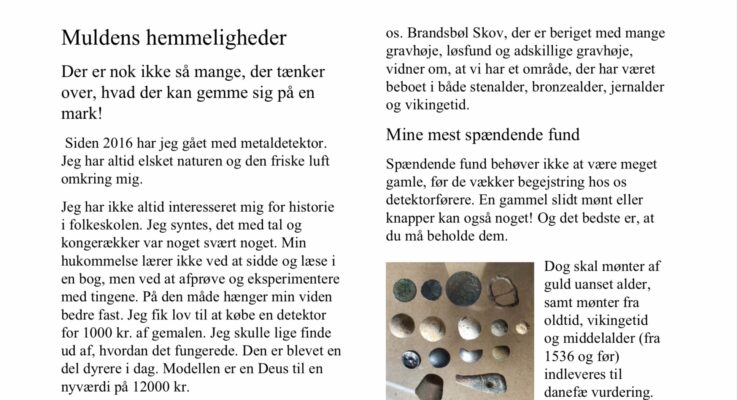 Betina har skrevet en artikkel om hendes detektorhobby i det lokale sogns hjemmeside.